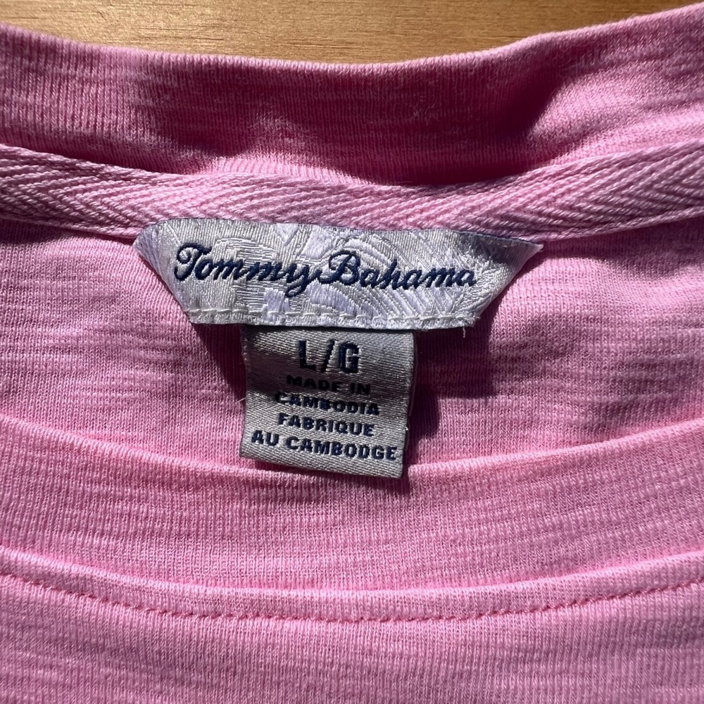 Tommy Bahama Womens Pink Slub Knit 3/4 Sleeve Curved Hem Top Large - Picture 4 of 5